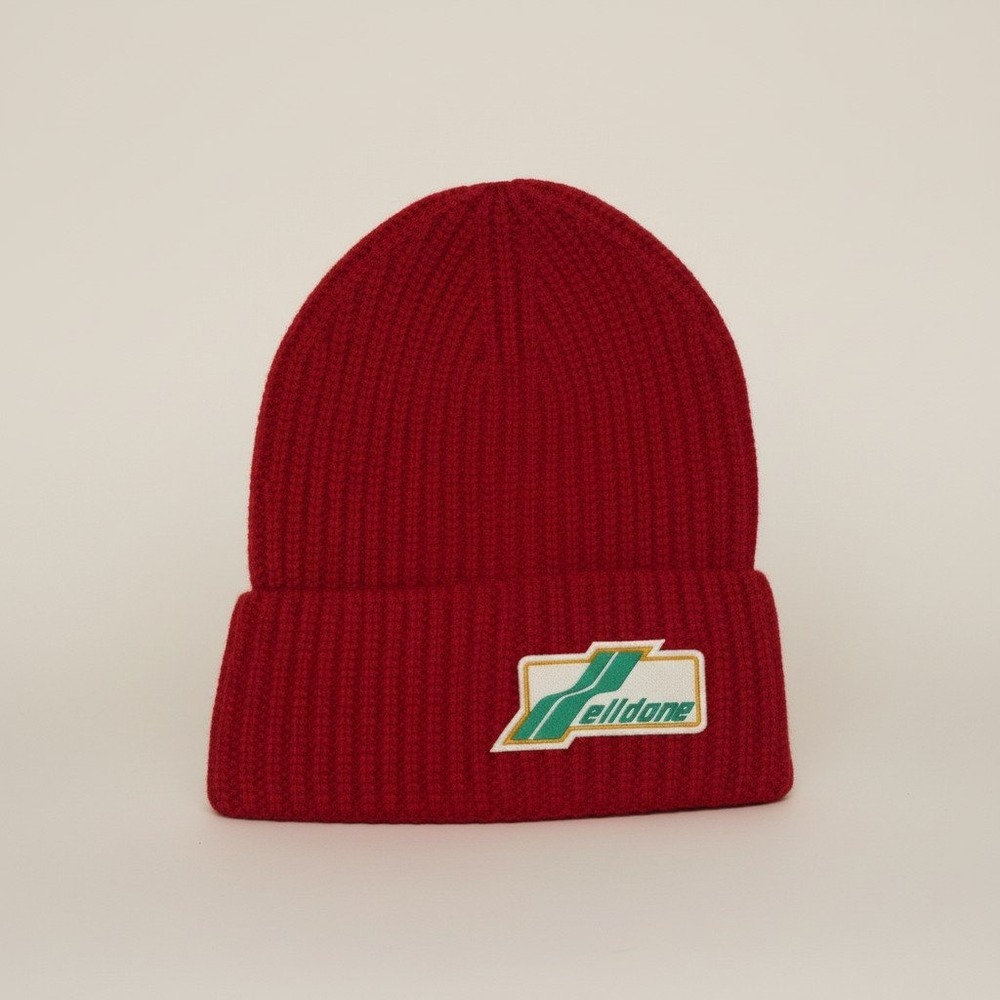 We11done Mirror Logo Ribbed Beanie - Red - One‎ Size - NIB